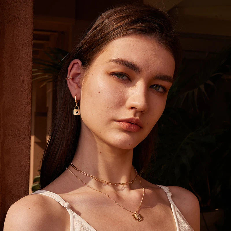 Heart Lock Hoop Earrings – Symbol of Love & Elegance