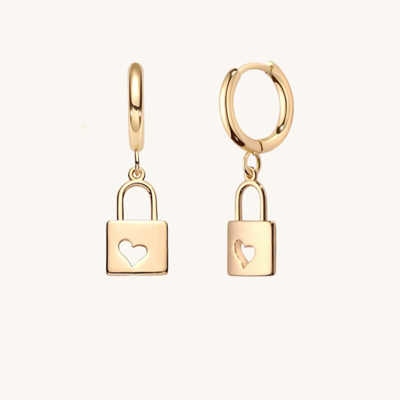Heart Lock Hoop Earrings – Symbol of Love & Elegance