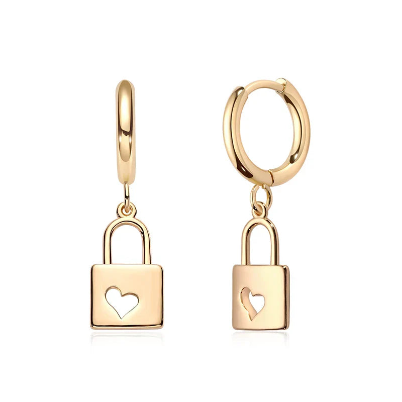 Heart Lock Hoop Earrings – Symbol of Love & Elegance