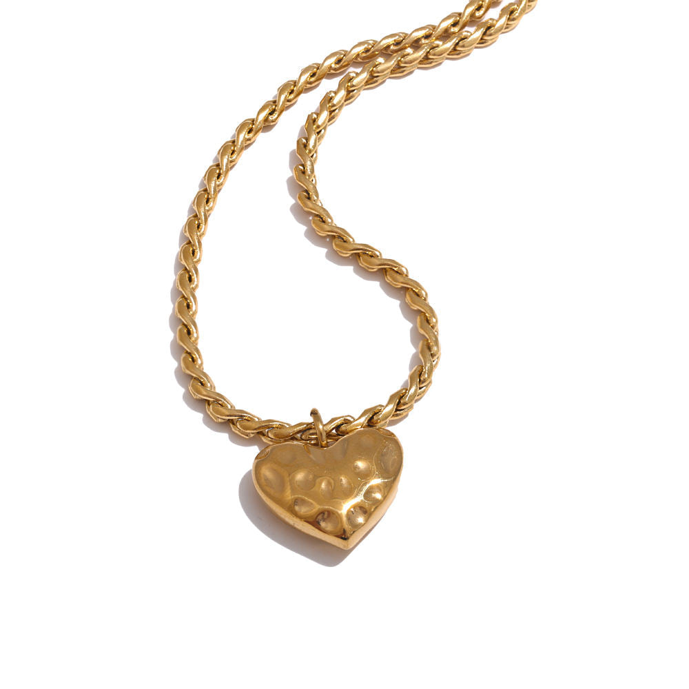 14K Gold Molten Heart Necklace