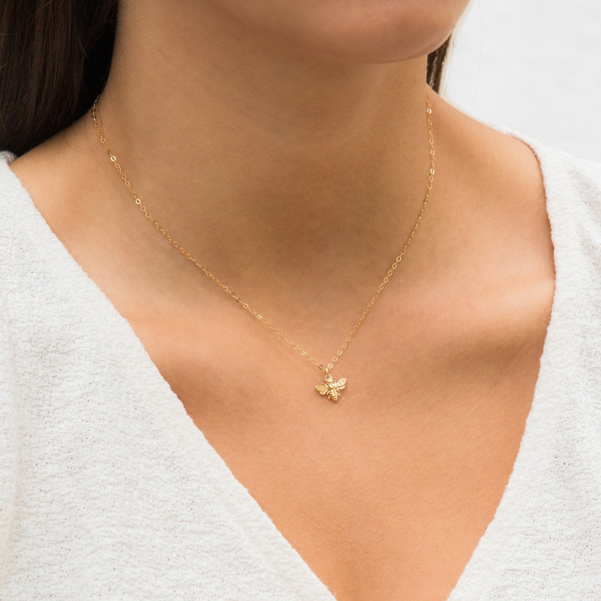 14K Gold Honey Bee Necklace