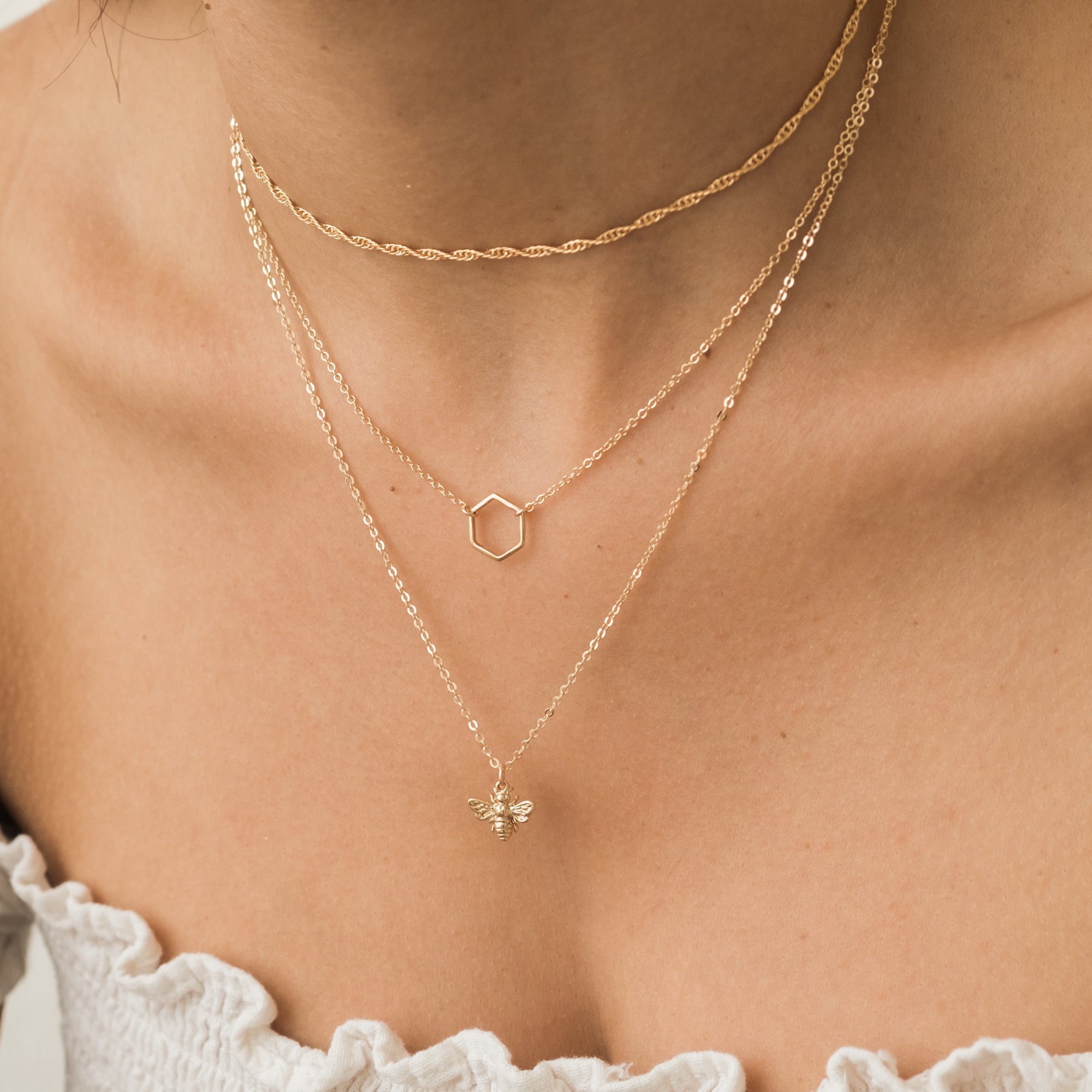 14K Gold Honey Bee Necklace