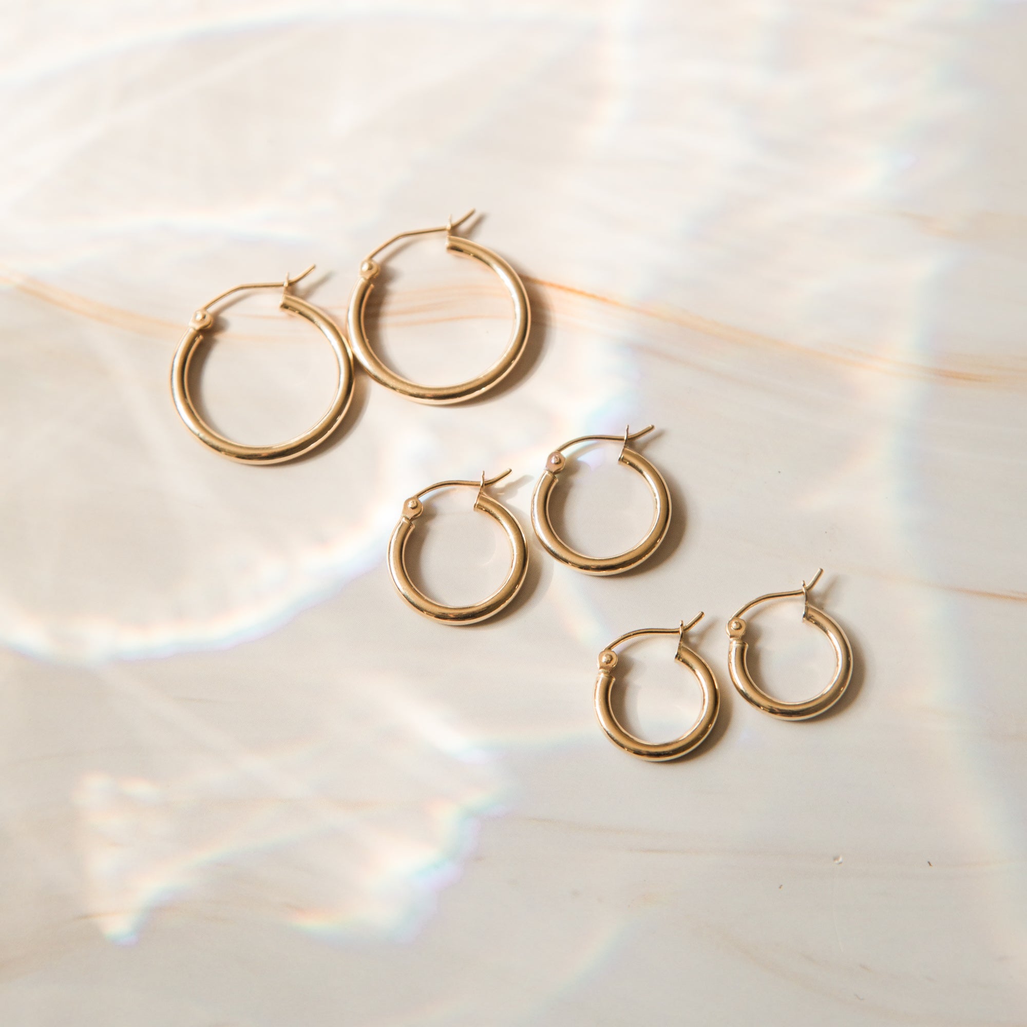 Everyday Hoop Earrings - 14k Solid Gold