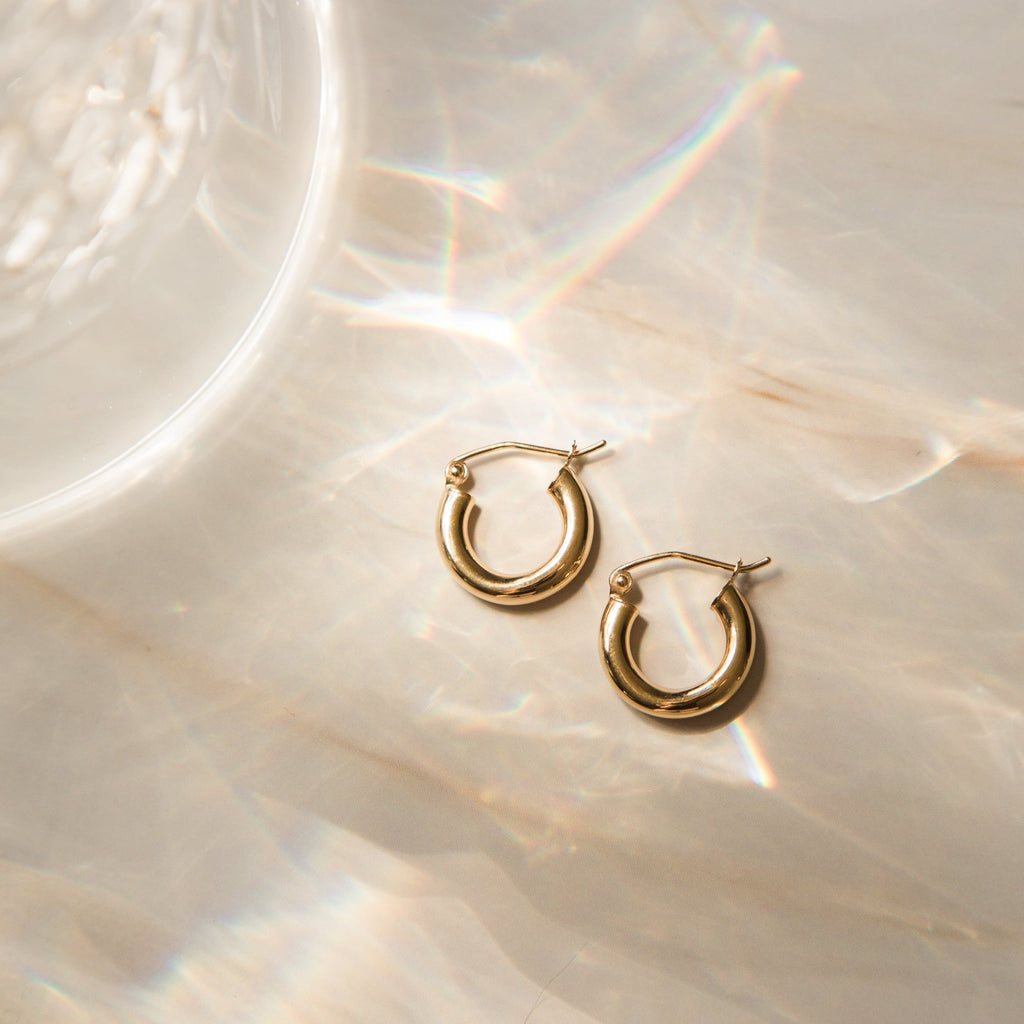 Chunky Everyday Hoop Earrings - 14k Solid Gold
