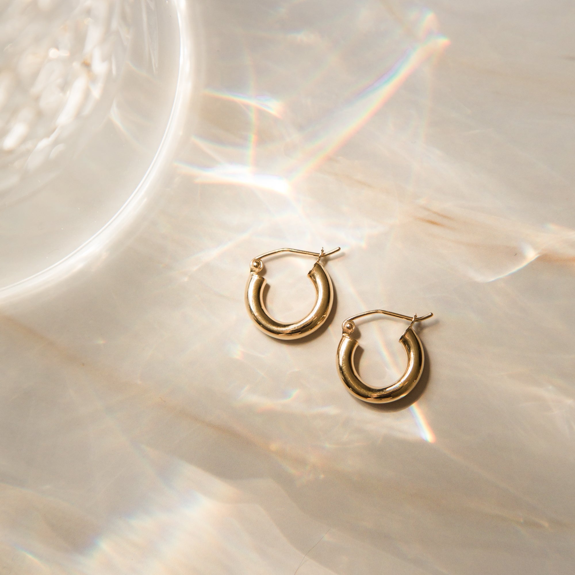 Chunky Everyday Hoop Earrings - 14k Solid Gold