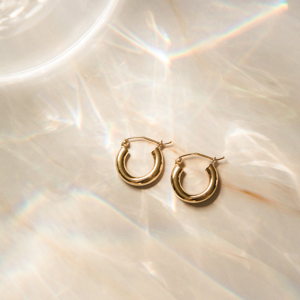 Chunky Everyday Hoop Earrings - 14k Solid Gold
