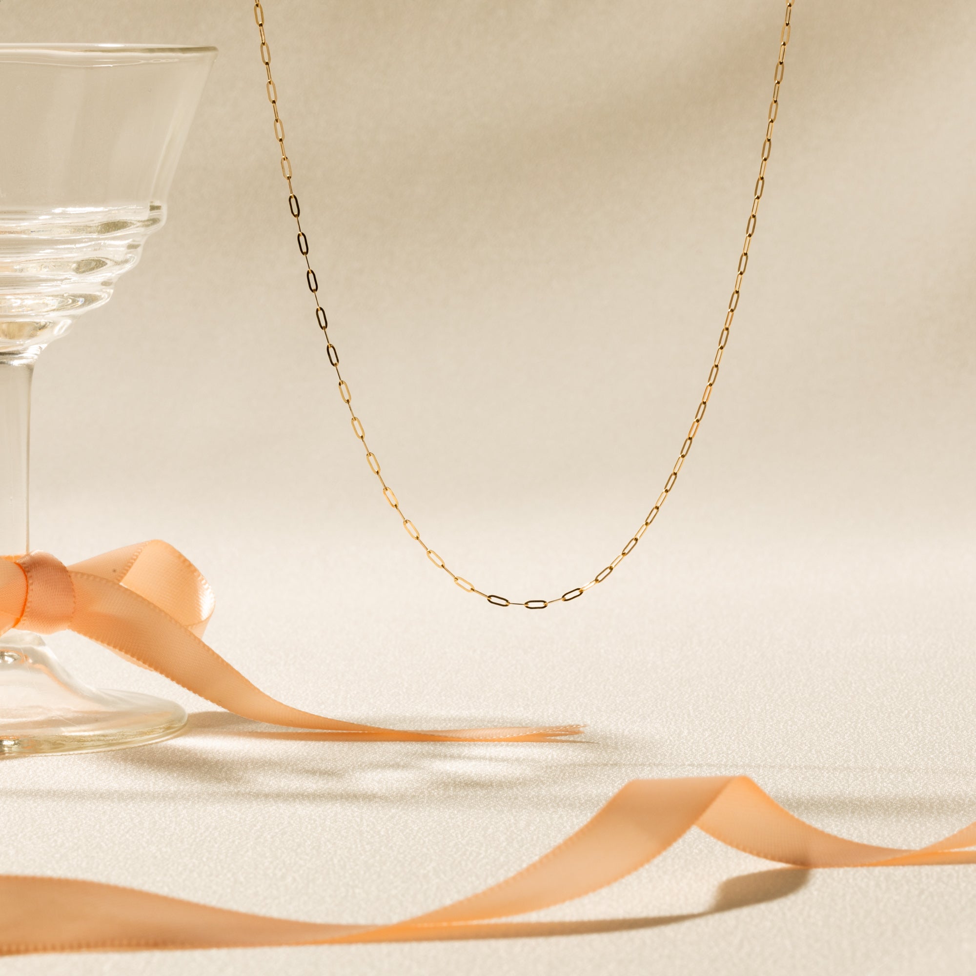 Dainty Paperclip Chain Necklace - 14k Solid Gold