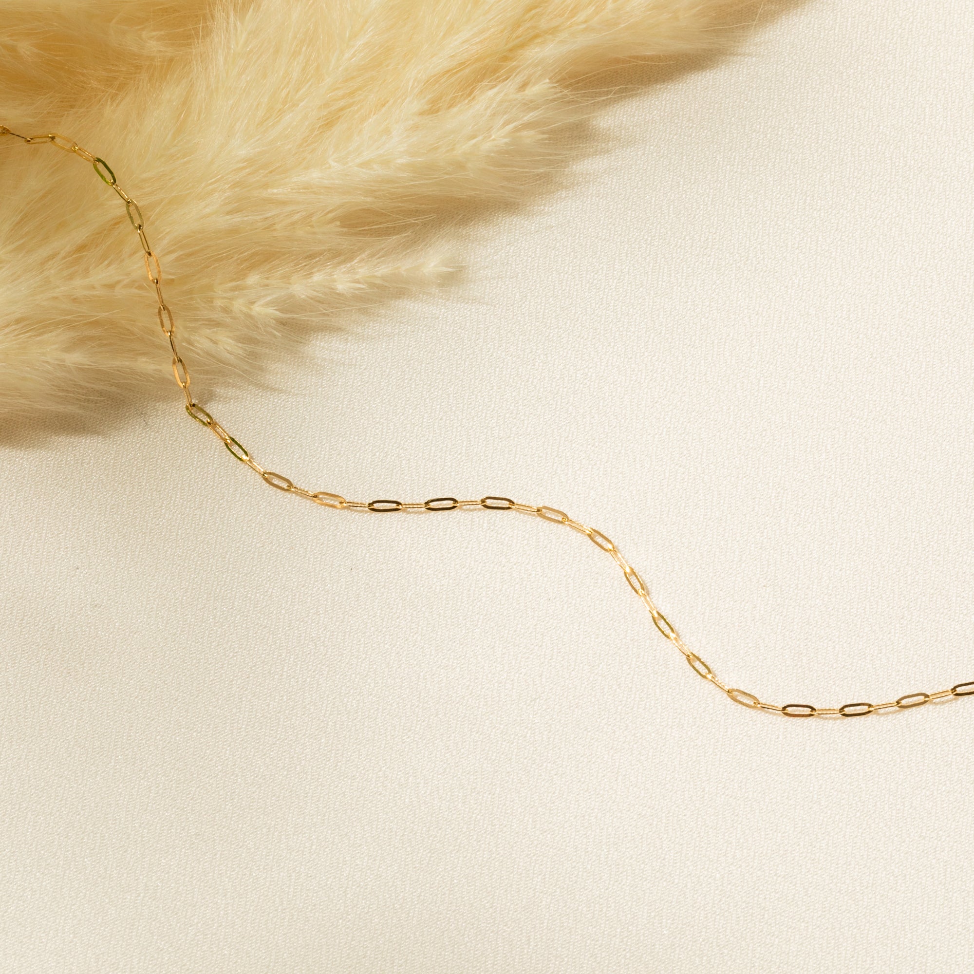 14K Gold Dainty Paperclip Chain Necklace