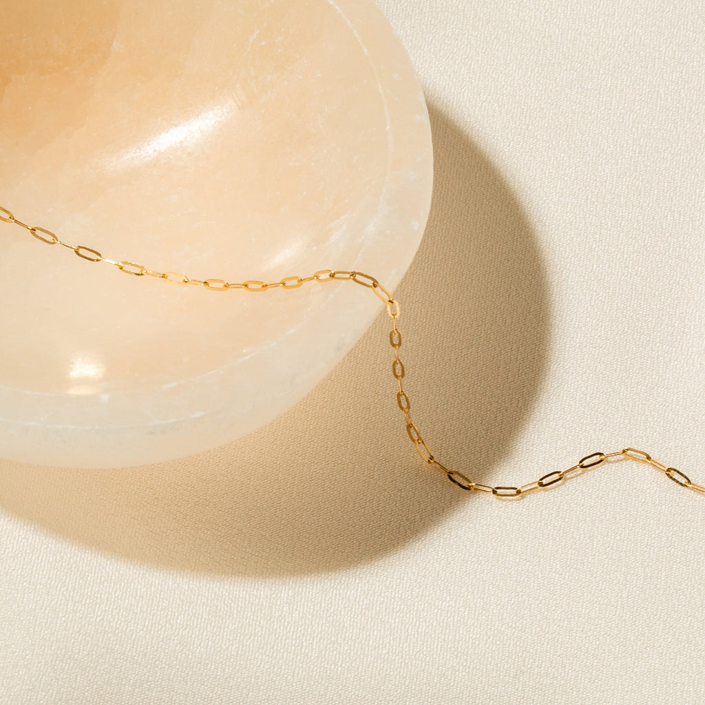 Dainty Paperclip Chain Necklace - 14k Solid Gold