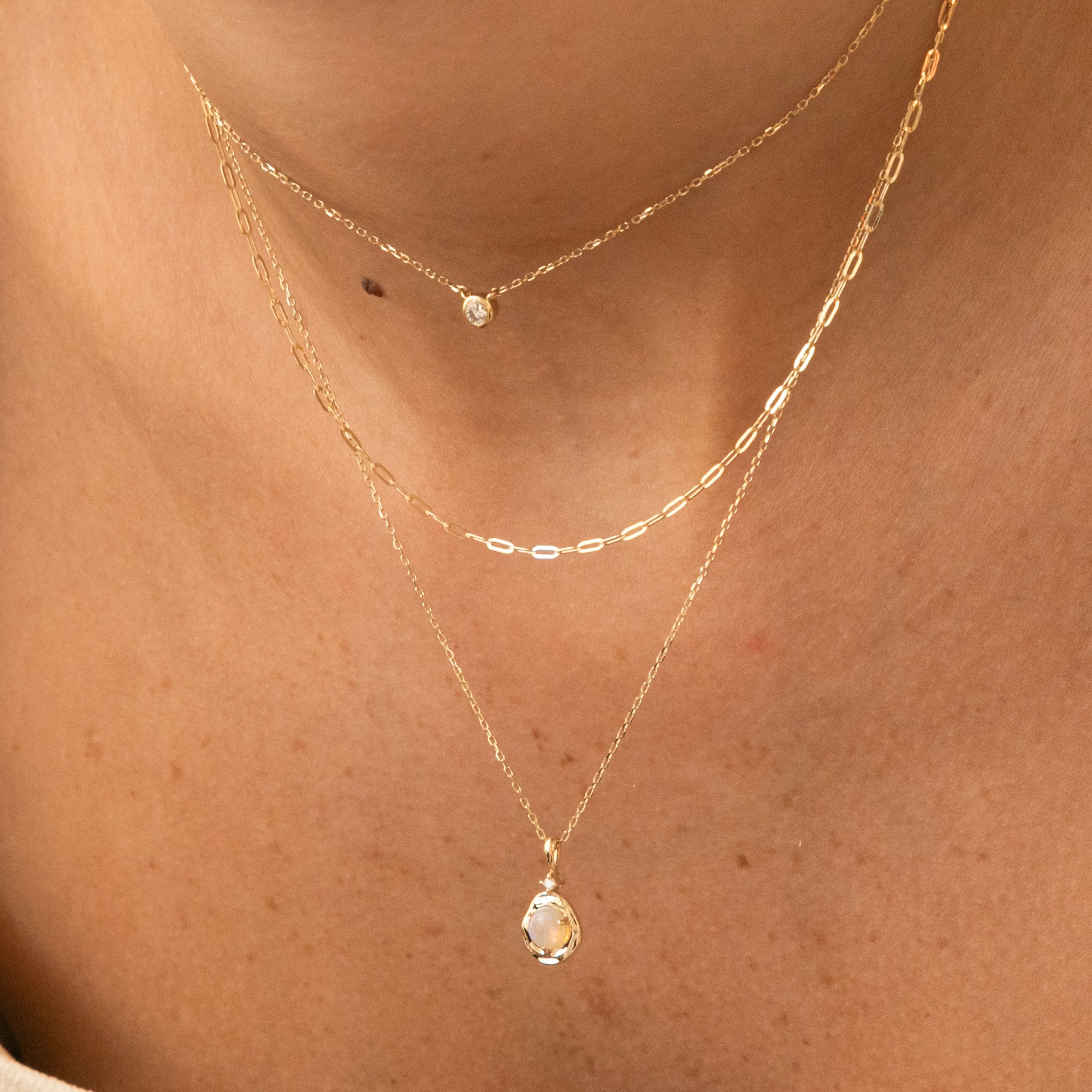 Dainty Paperclip Chain Necklace - 14k Solid Gold
