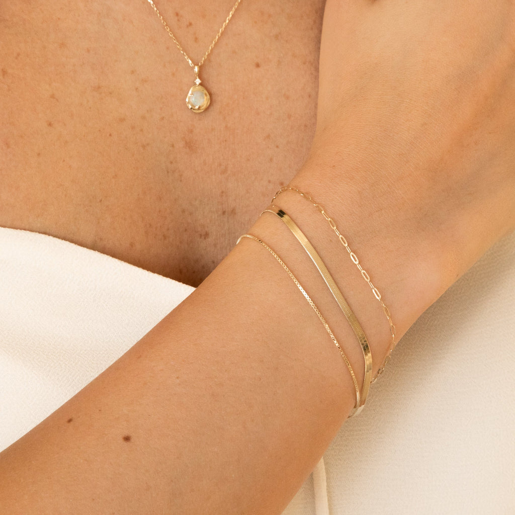 Dainty Paperclip Chain Bracelet - 14k Solid Gold
