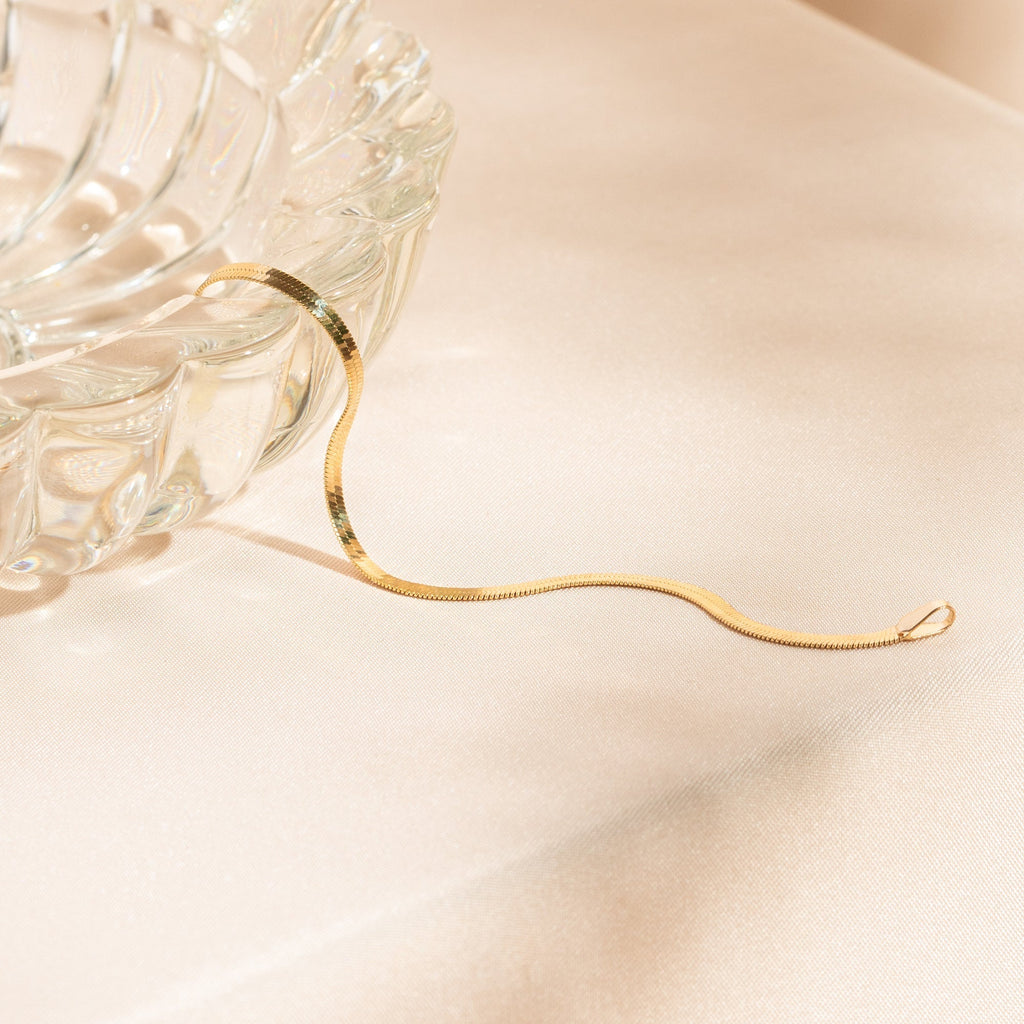 Herringbone Bracelet - 14k Solid Gold