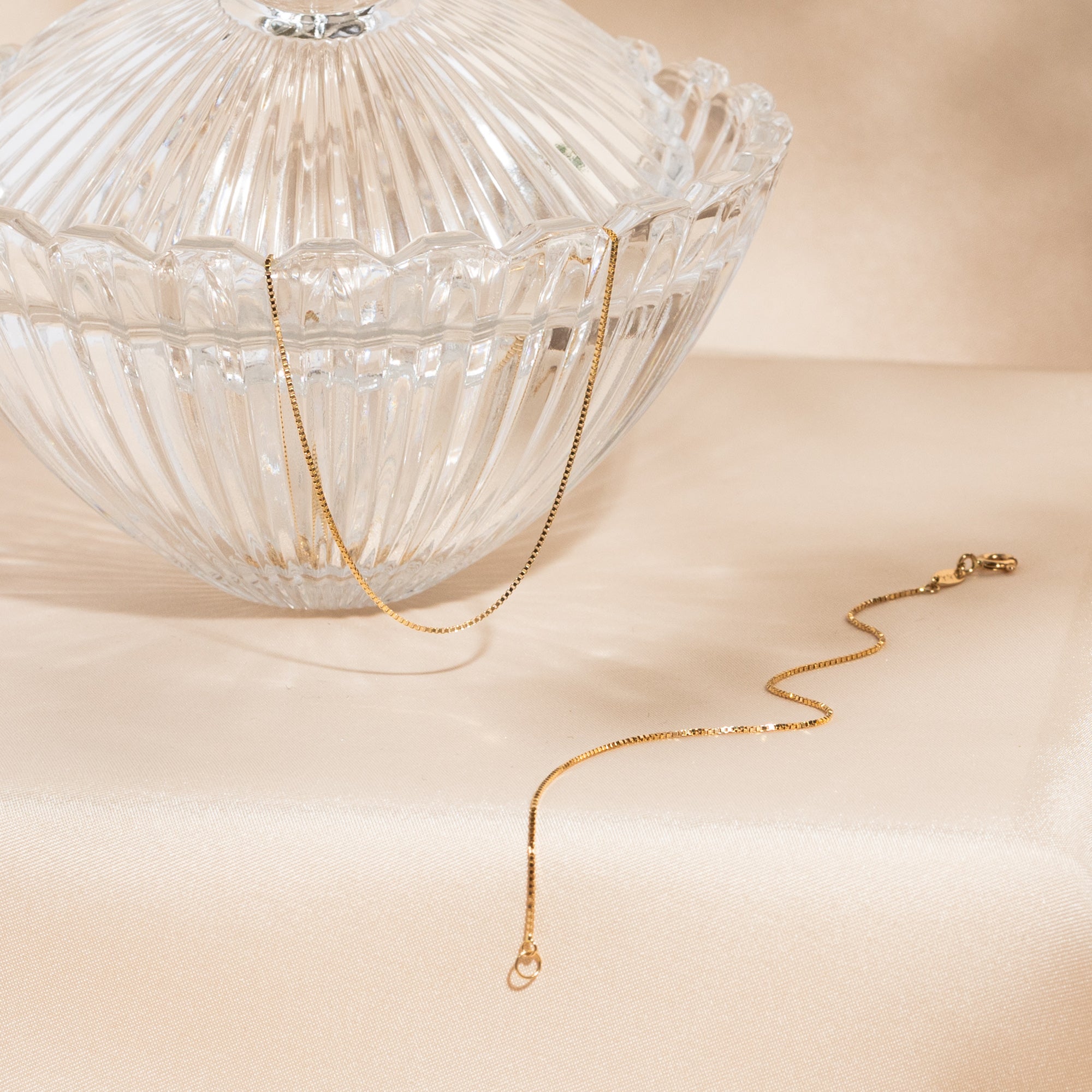 Thin Box Chain Bracelet - 14k Solid Gold