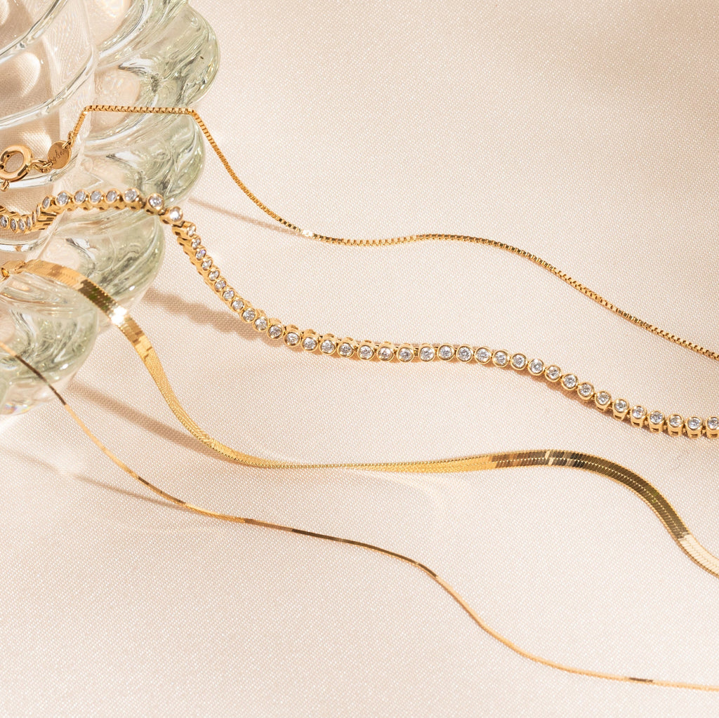 Herringbone Bracelet - 14k Solid Gold