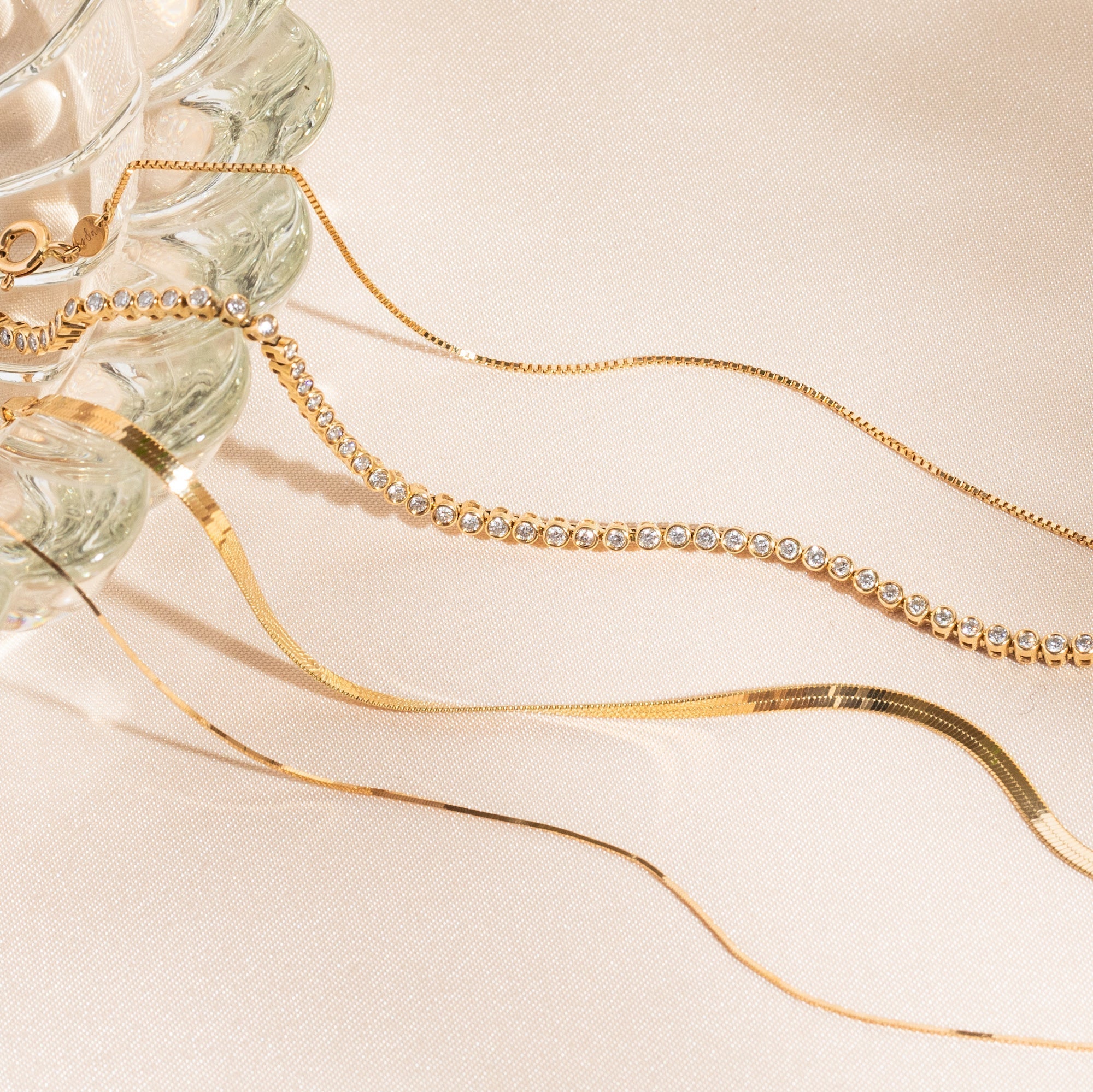 Herringbone Bracelet - 14k Solid Gold