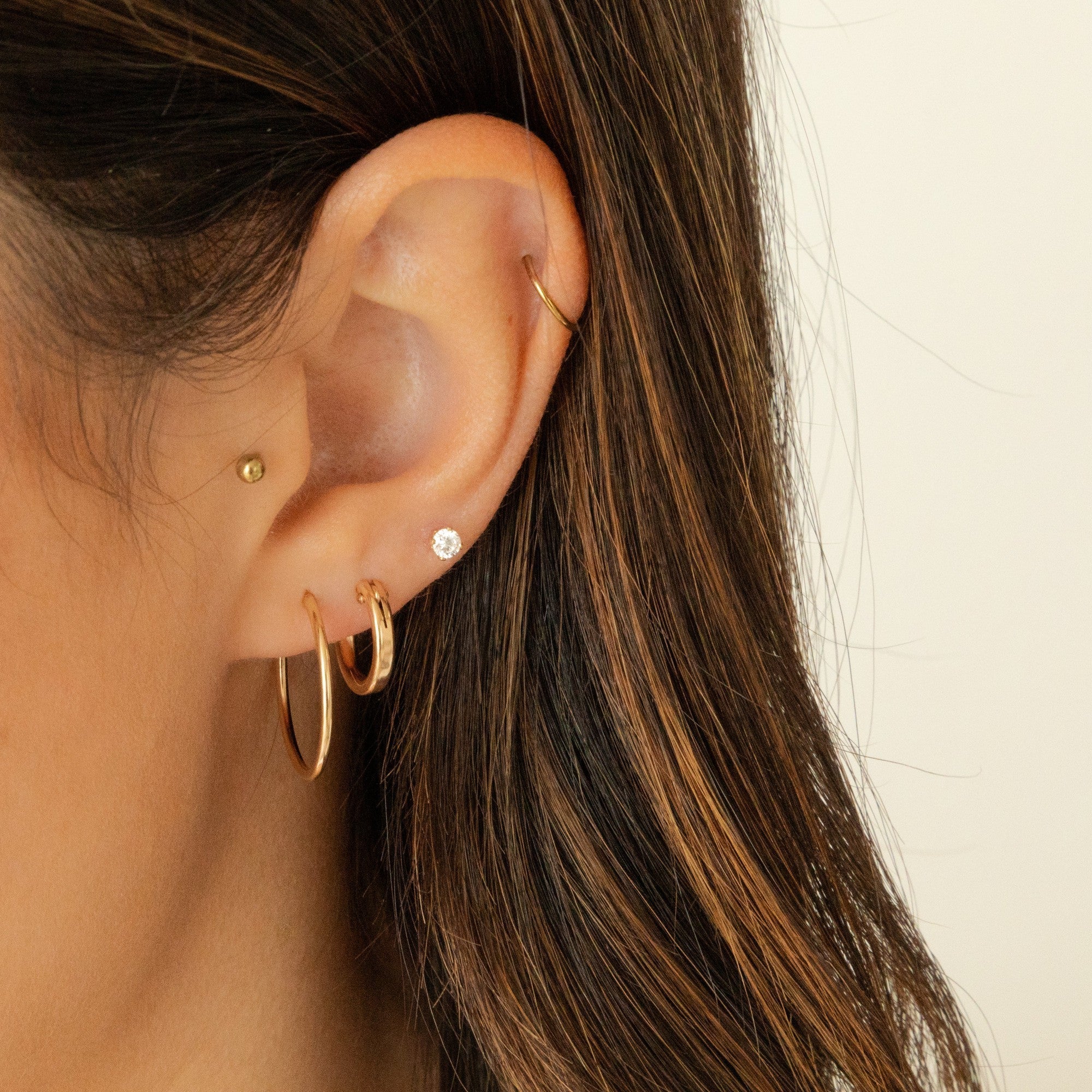 Dainty Stud Earrings Set - 14k