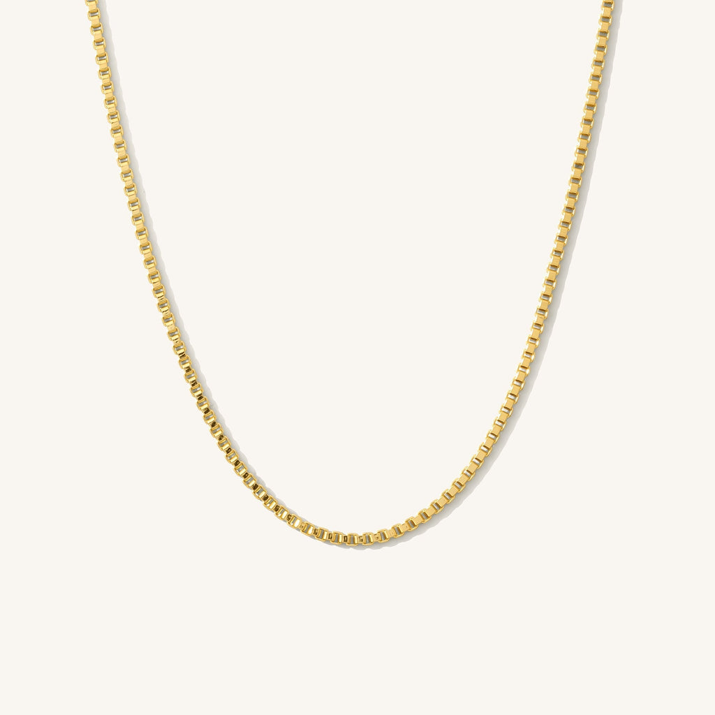 14K Gold Box Chain Necklace