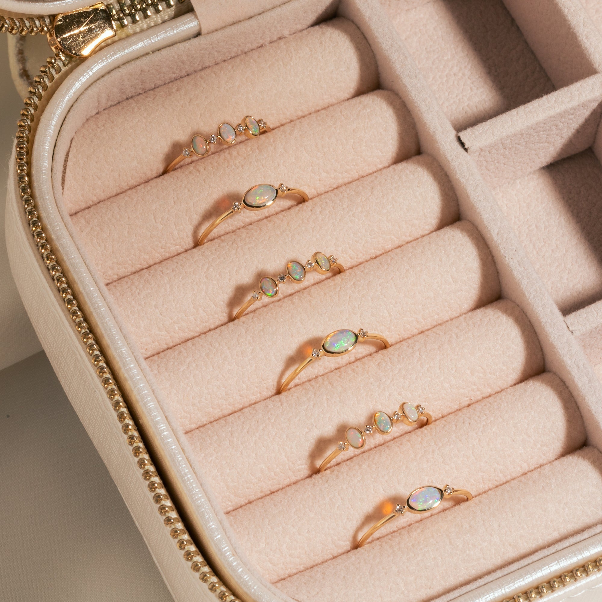 Oval Opal + Diamond Ring