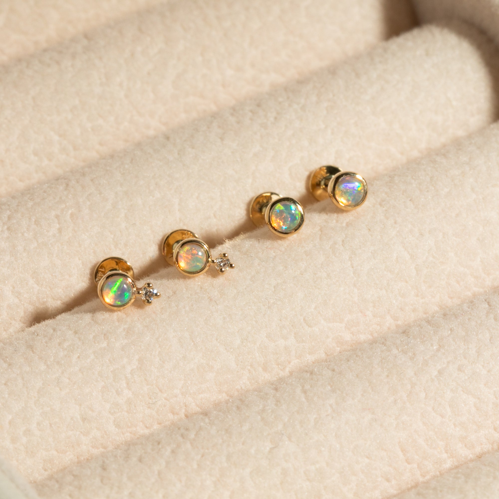Dainty Opal Flat Back Stud Earring