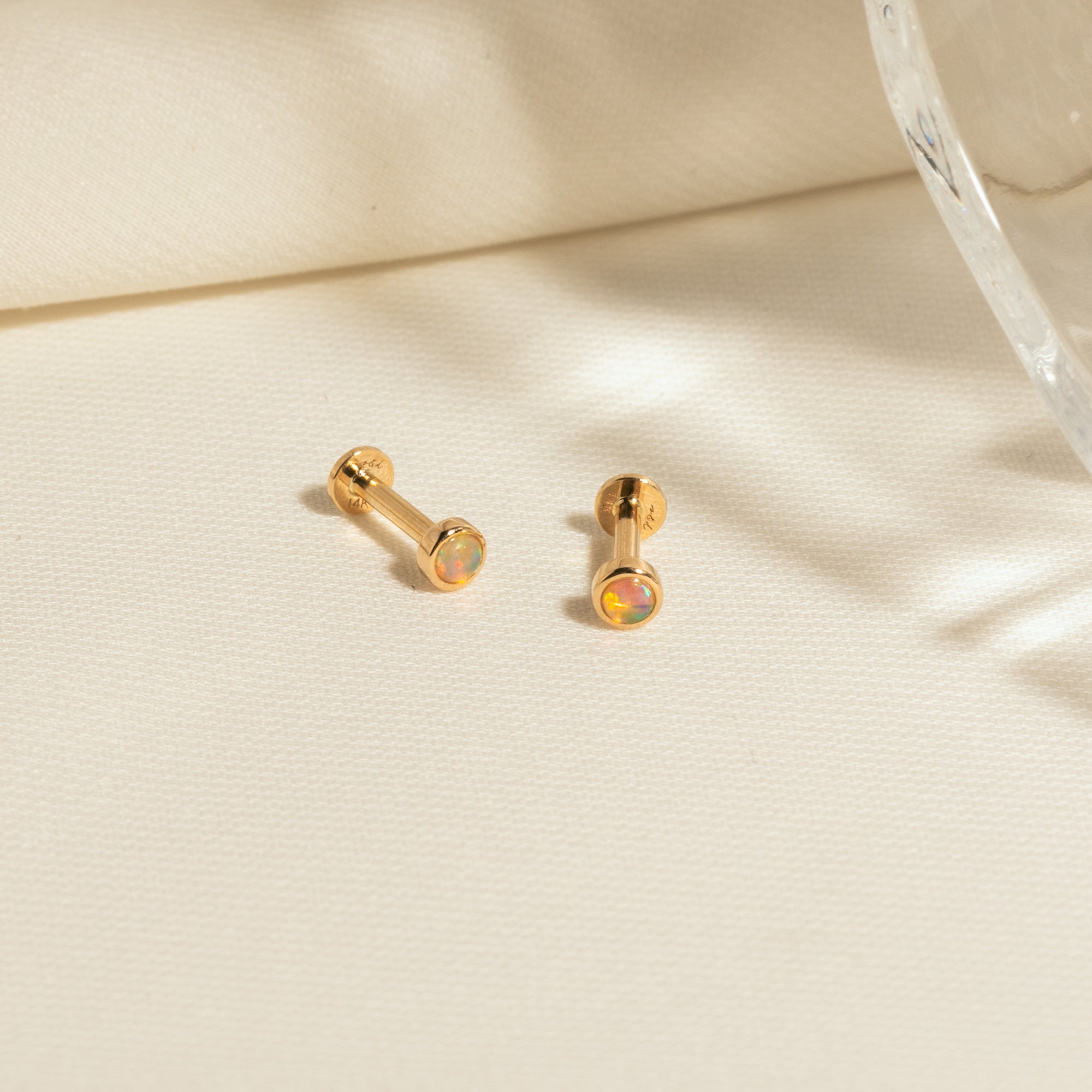 Dainty Opal Flat Back Stud Earring
