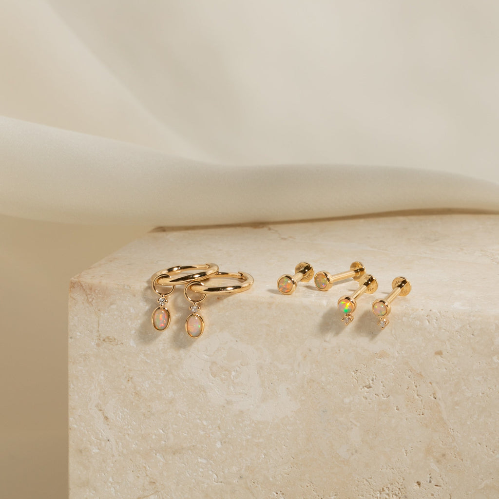 Dainty Opal Flat Back Stud Earring