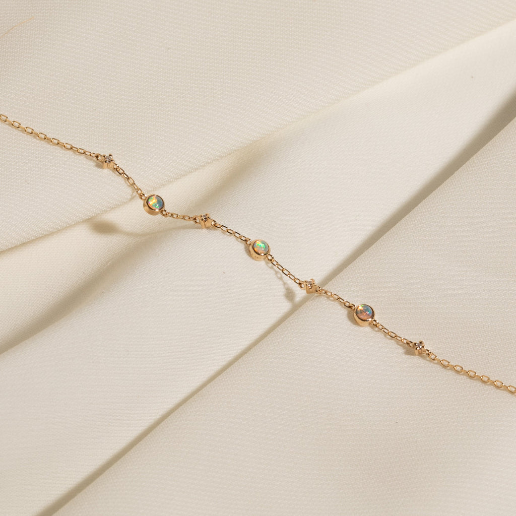 Opal + Diamond Station Bracelet - Reversible