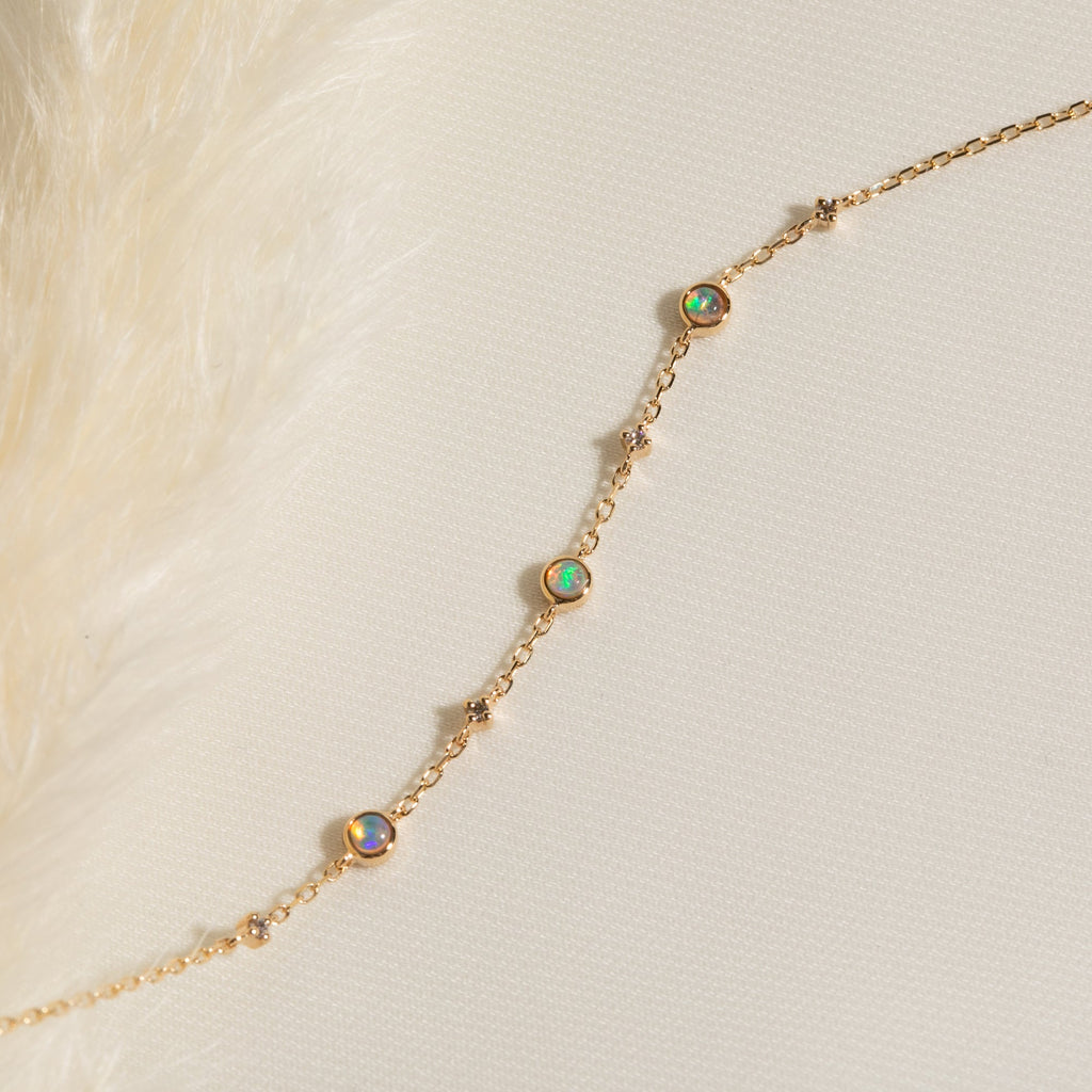 Opal + Diamond Station Bracelet - Reversible