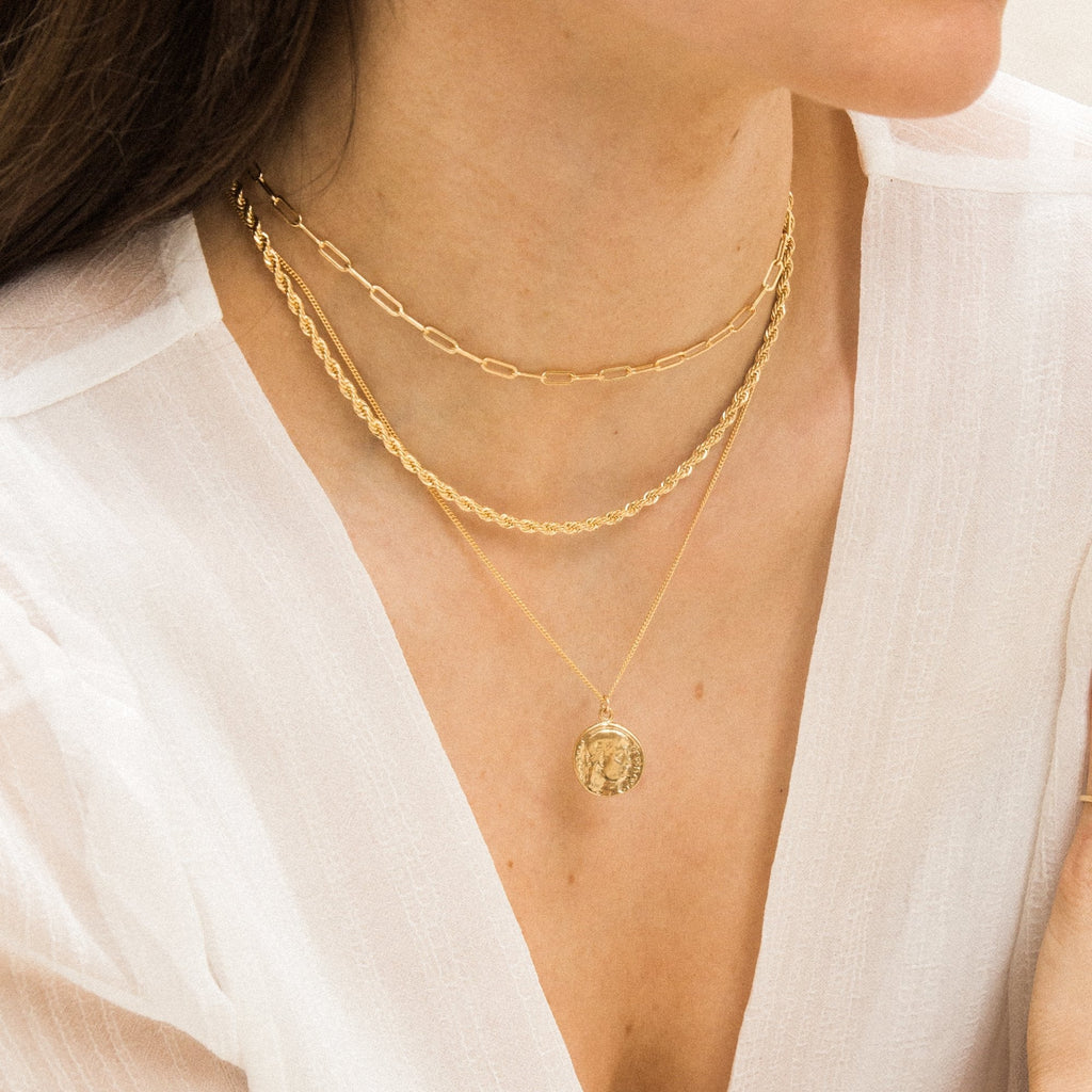 14K Gold Paperclip Chain Necklace