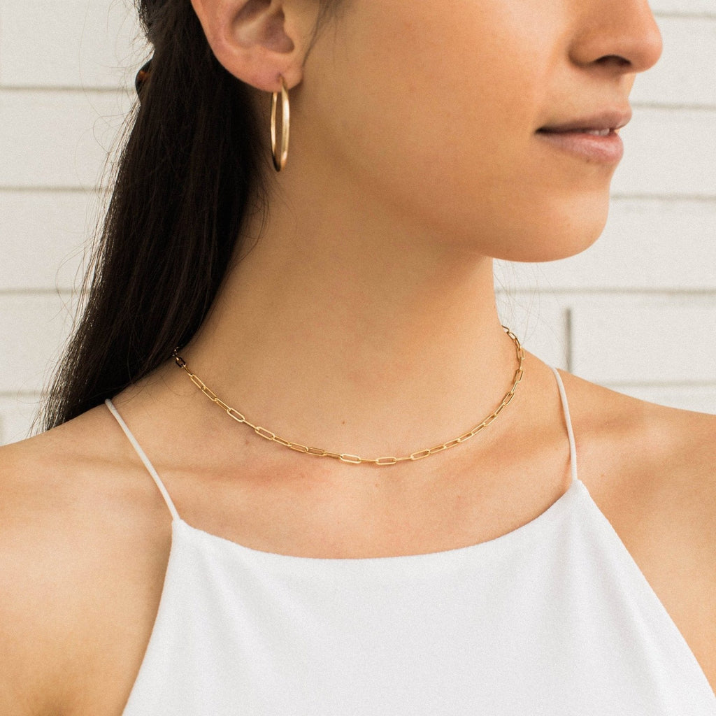 14K Gold Paperclip Chain Necklace