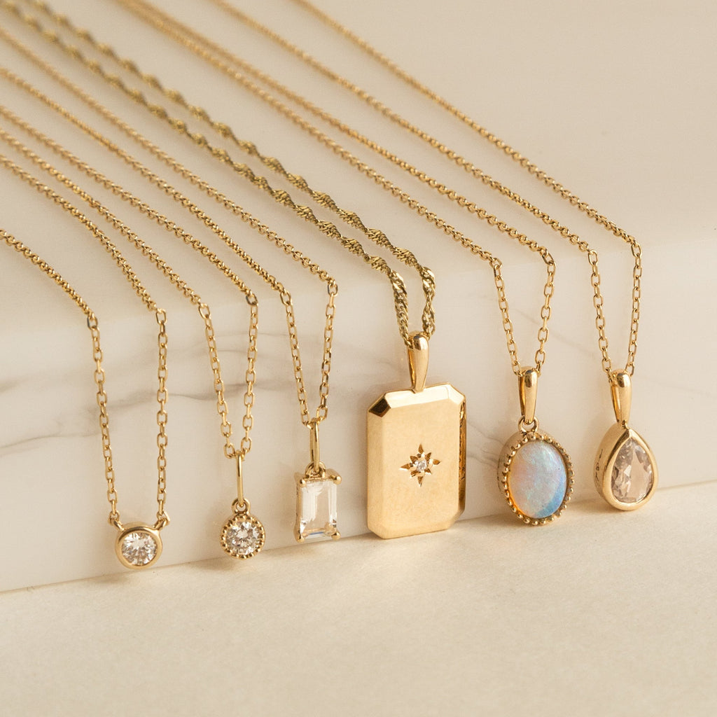 Rectangle Starburst Charm - 14k Solid Gold