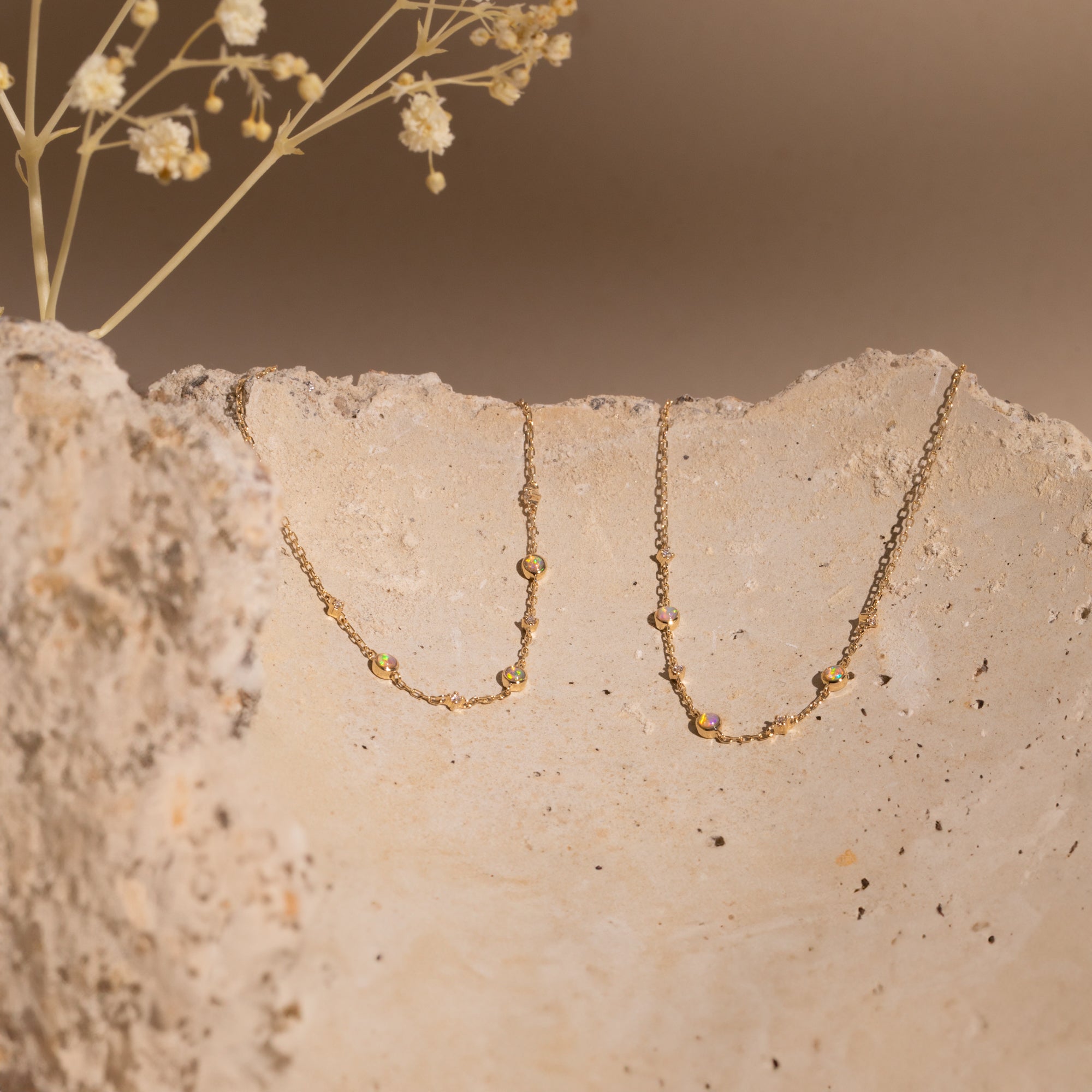 Opal + Diamond Station Bracelet - Reversible