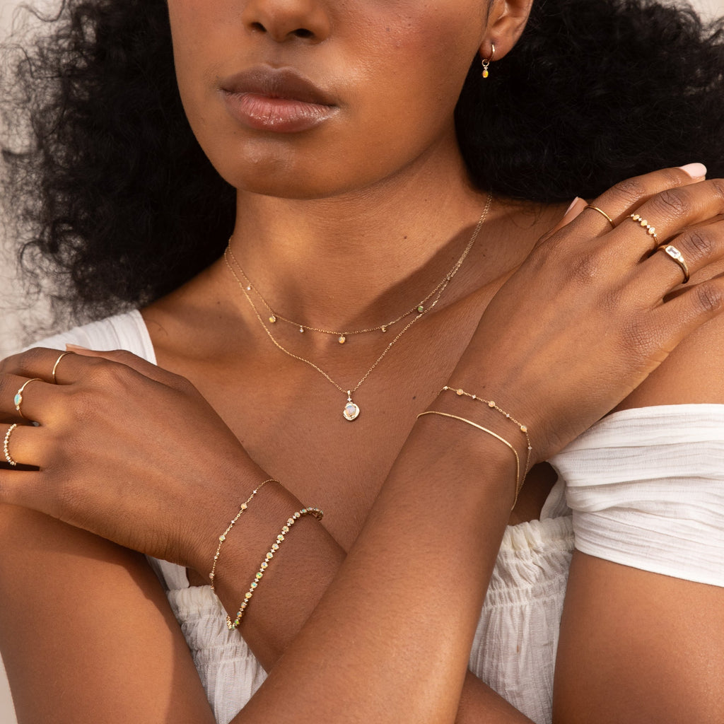 Opal + Diamond Station Bracelet - Reversible