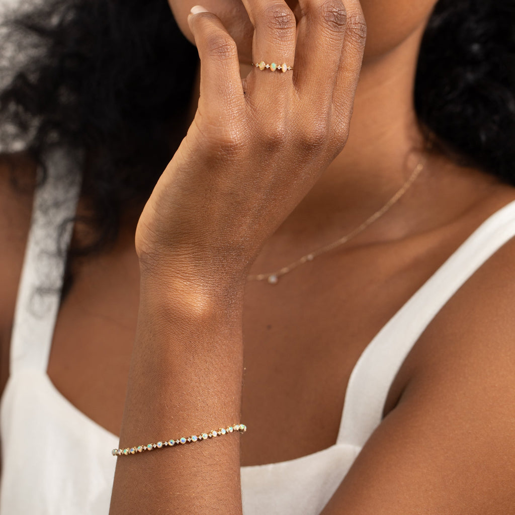 Triple Opal + Diamond Ring