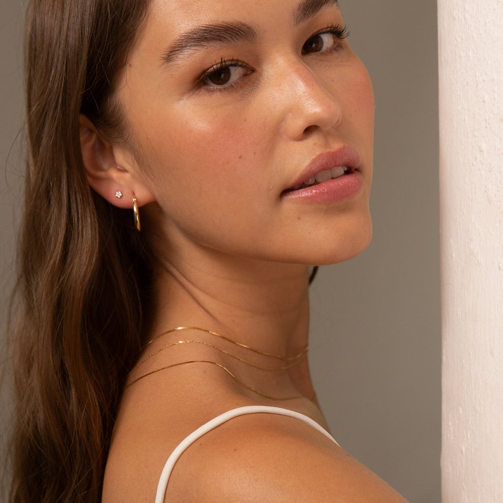 Thin Box Chain Necklace - 14k Solid Gold