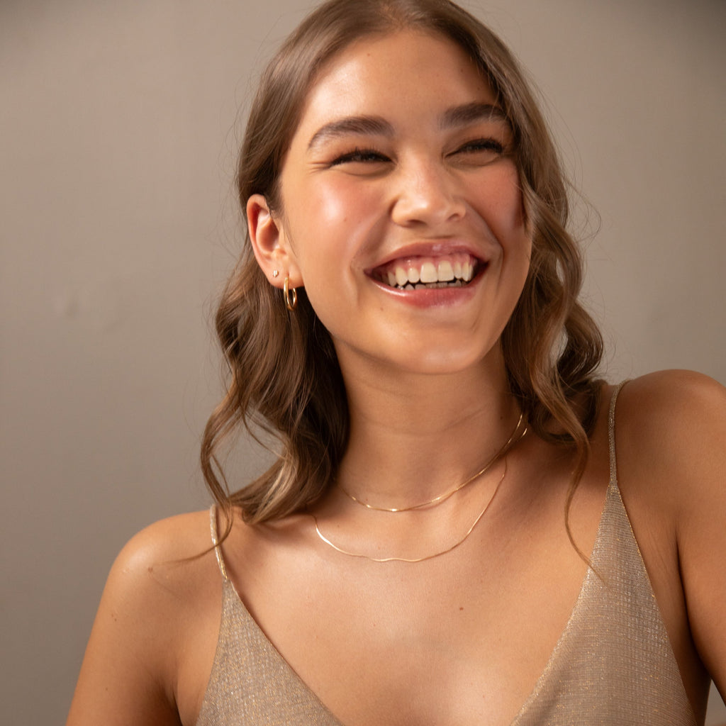 Thin Box Chain Necklace - 14k Solid Gold