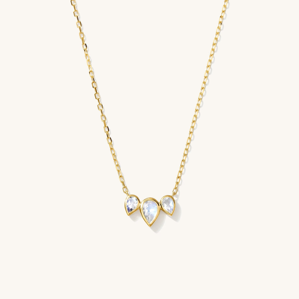 Triple Teardrop Moonstone Necklace