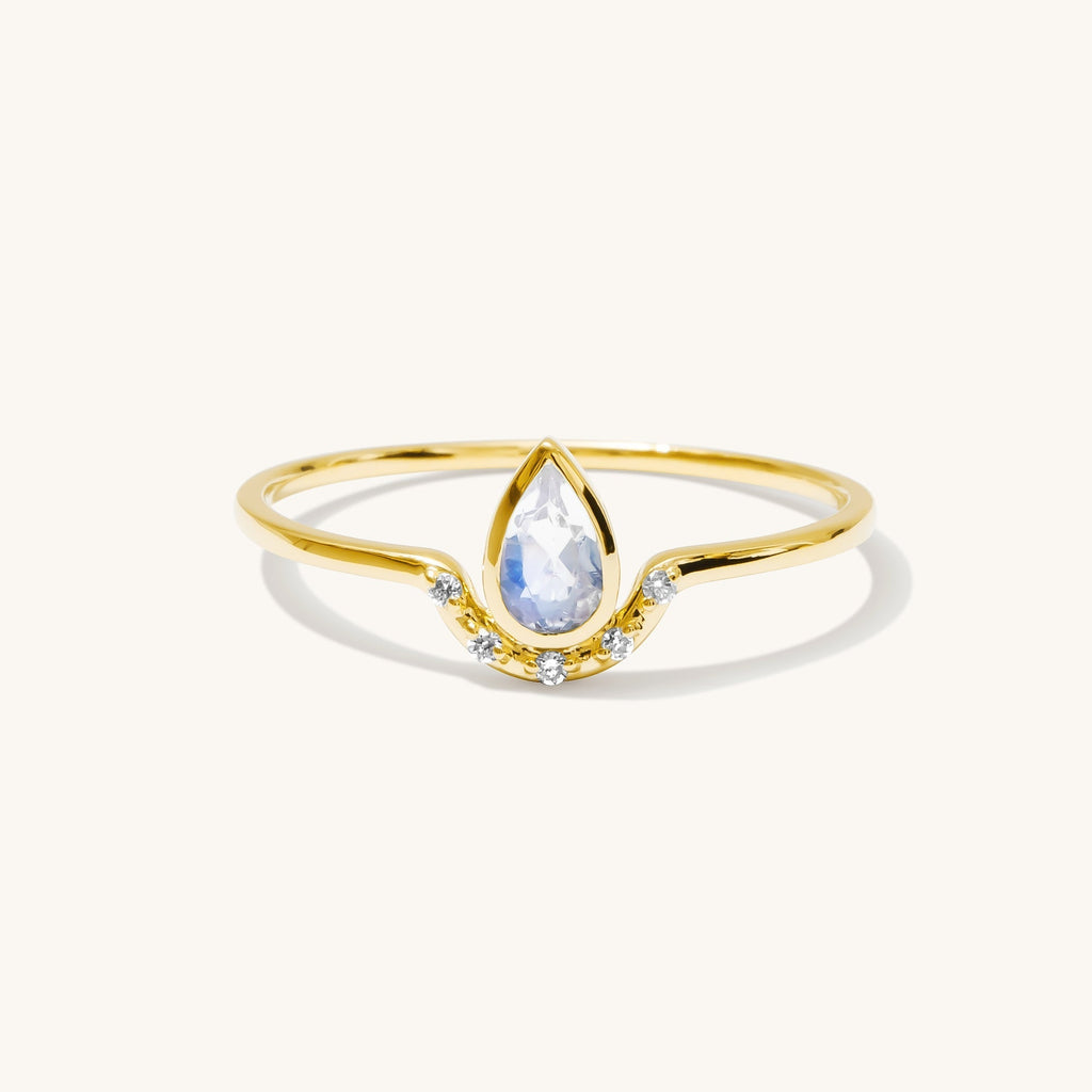 Teardrop Moonstone & Diamond Ring
