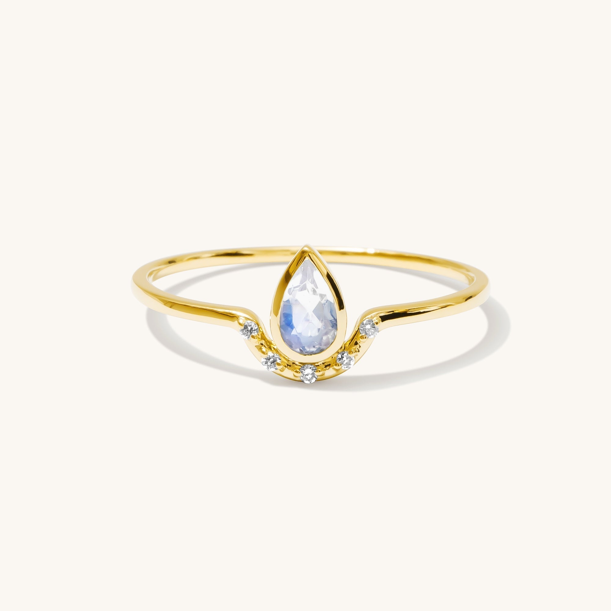 Teardrop Moonstone & Diamond Ring