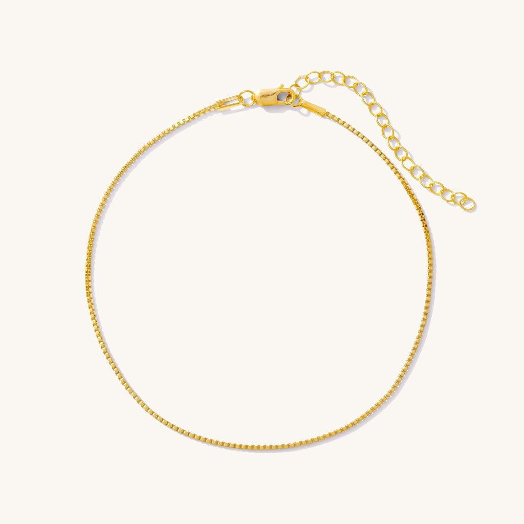 14K Gold Thin Box Chain Anklet