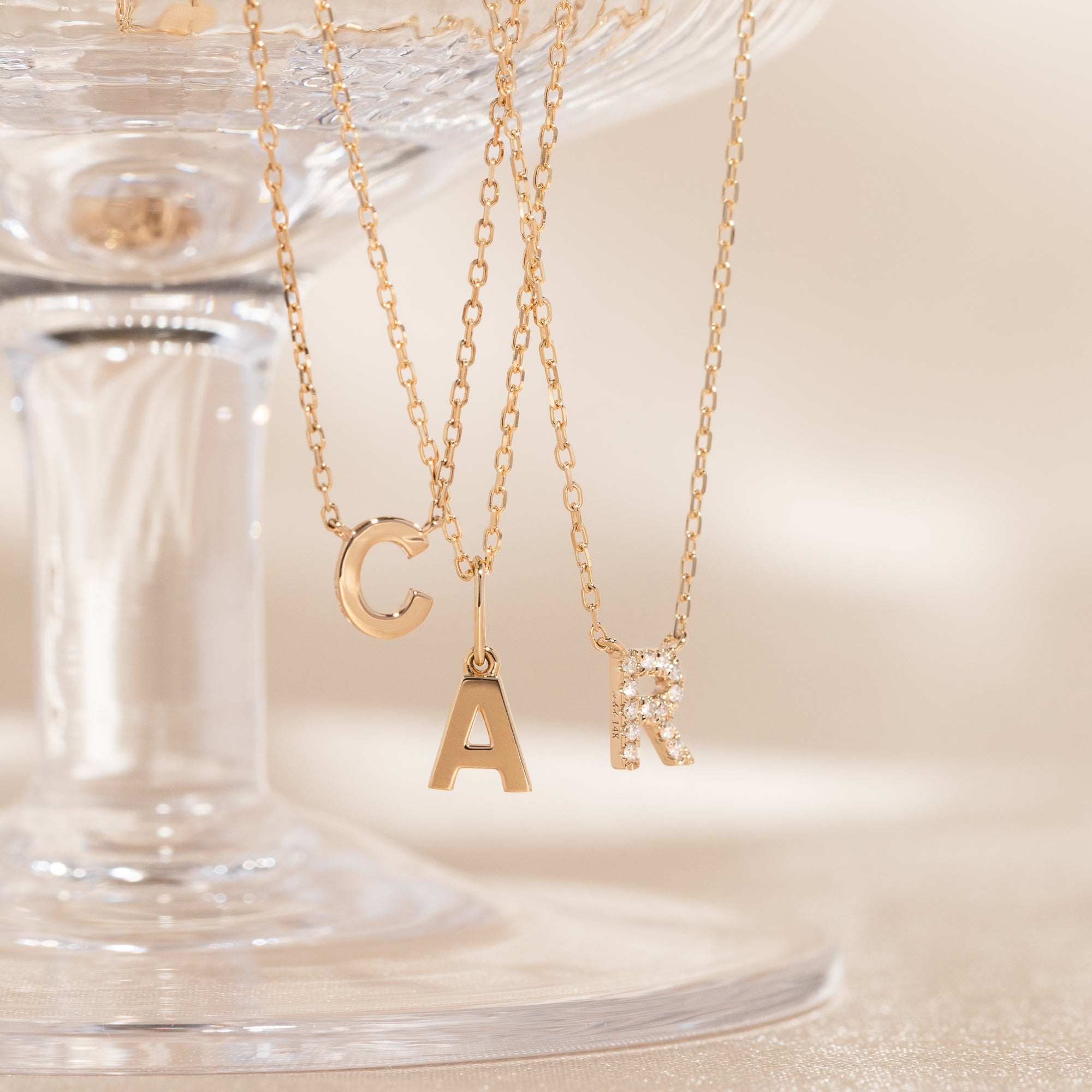 Tiny Initial Necklace - 14k Solid Gold