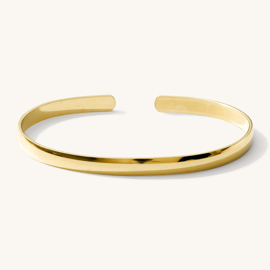 14K Gold Thick Statement Cuff Bracelet