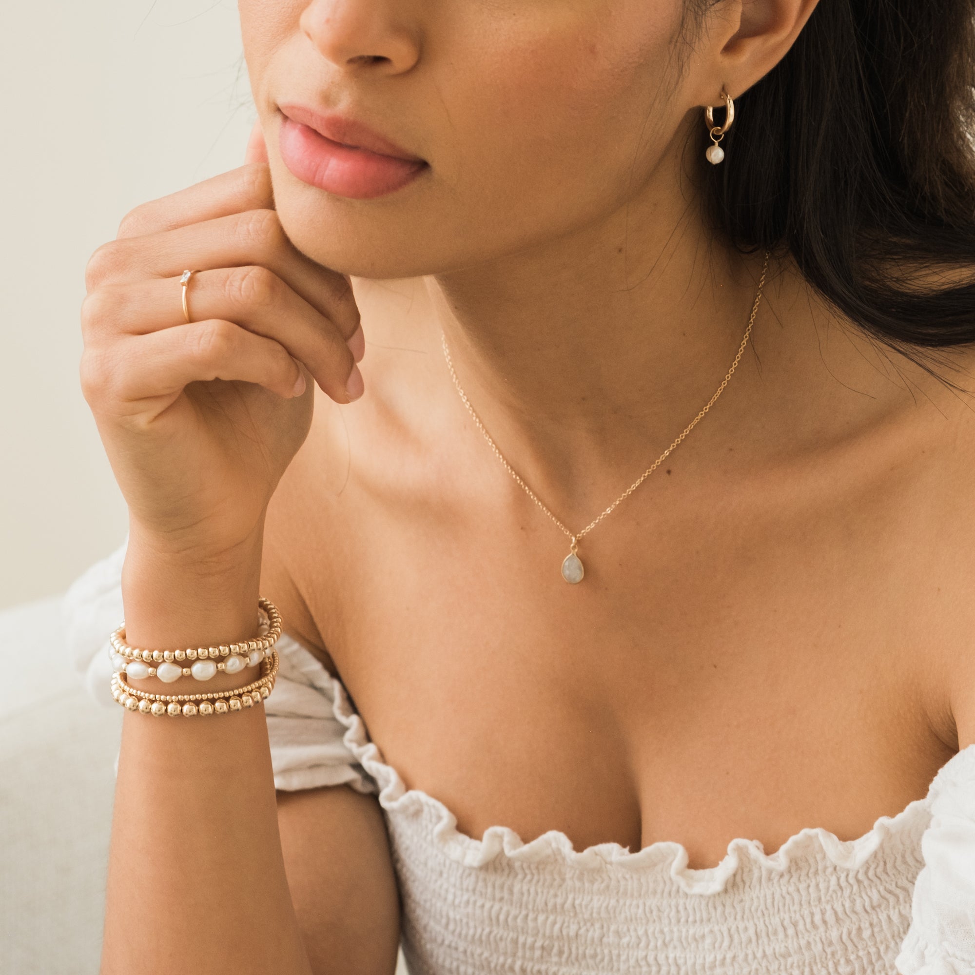 14K Gold Stretch Bead Bracelet