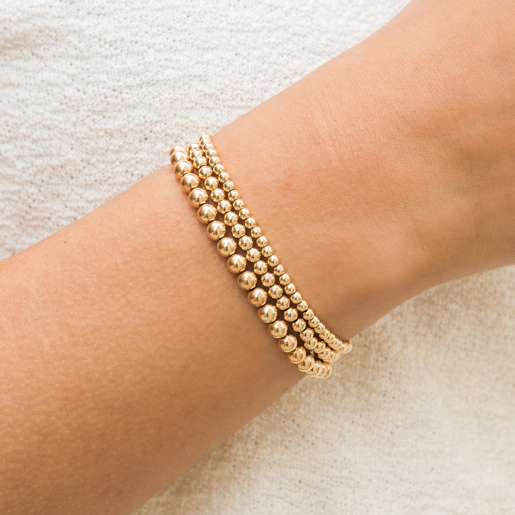 14K Gold Stretch Bead Bracelet