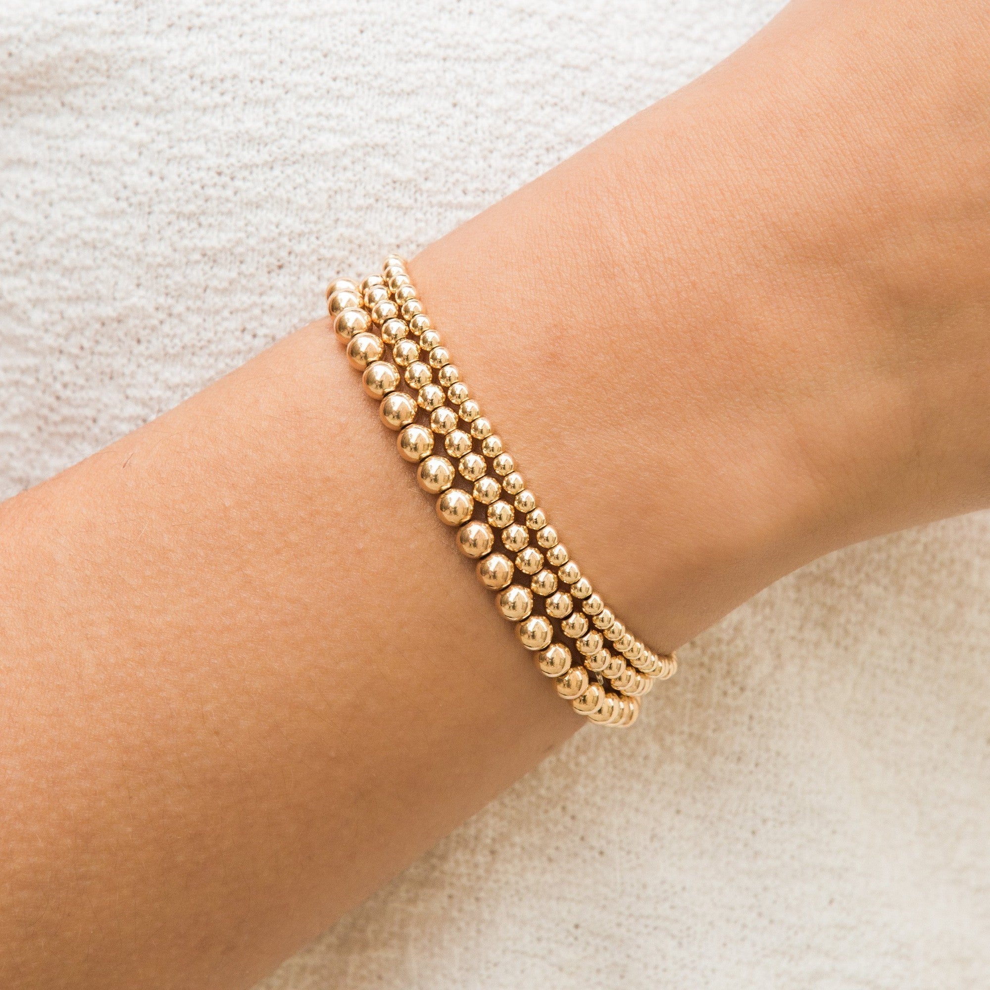 14K Gold Stretch Bead Bracelet