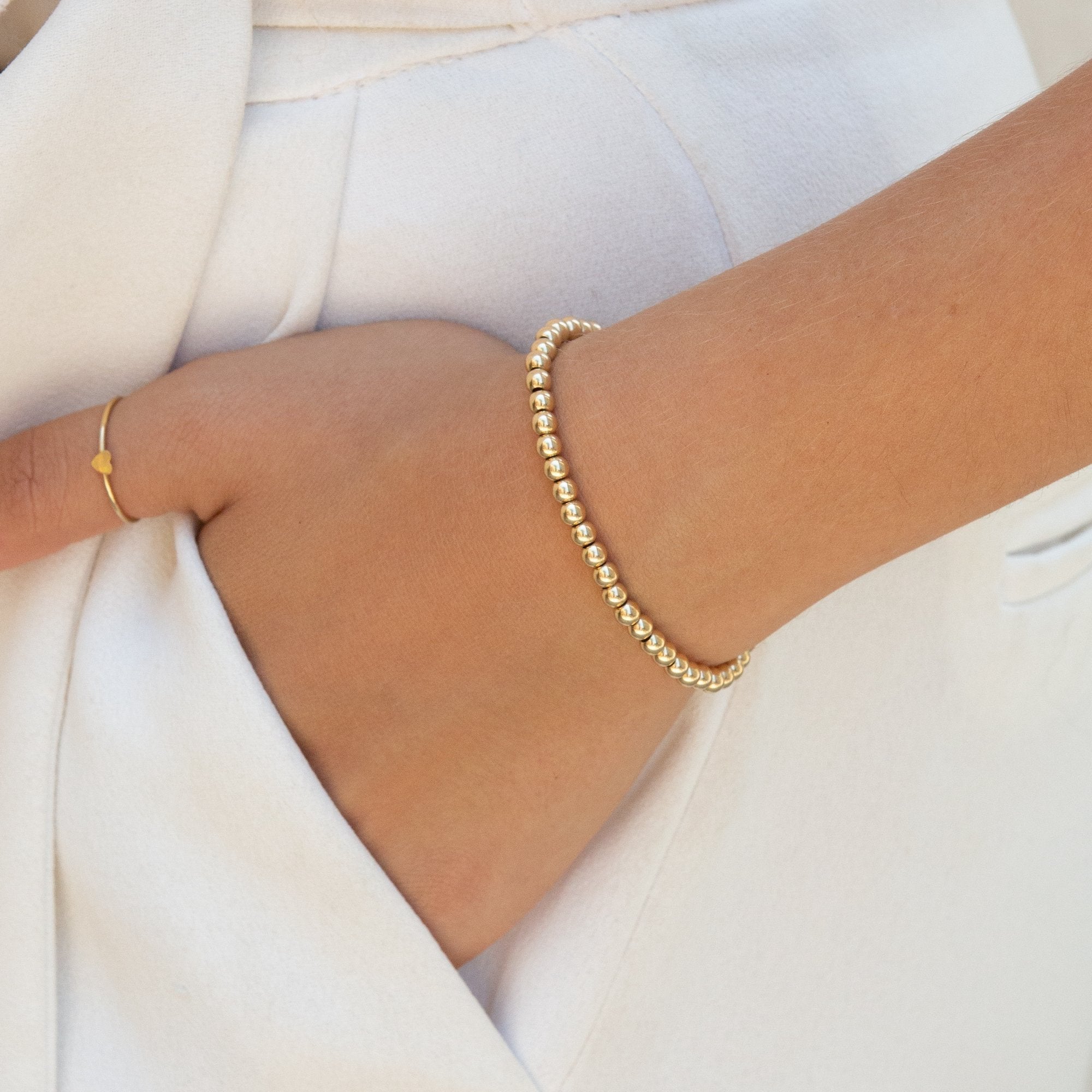 14K Gold Stretch Bead Bracelet Set