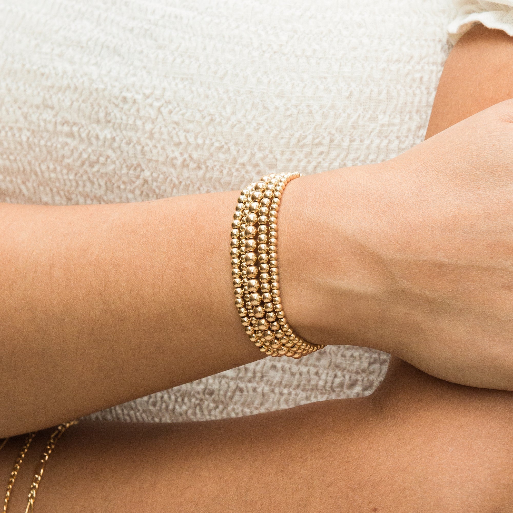 14K Gold Stretch Bead Bracelet