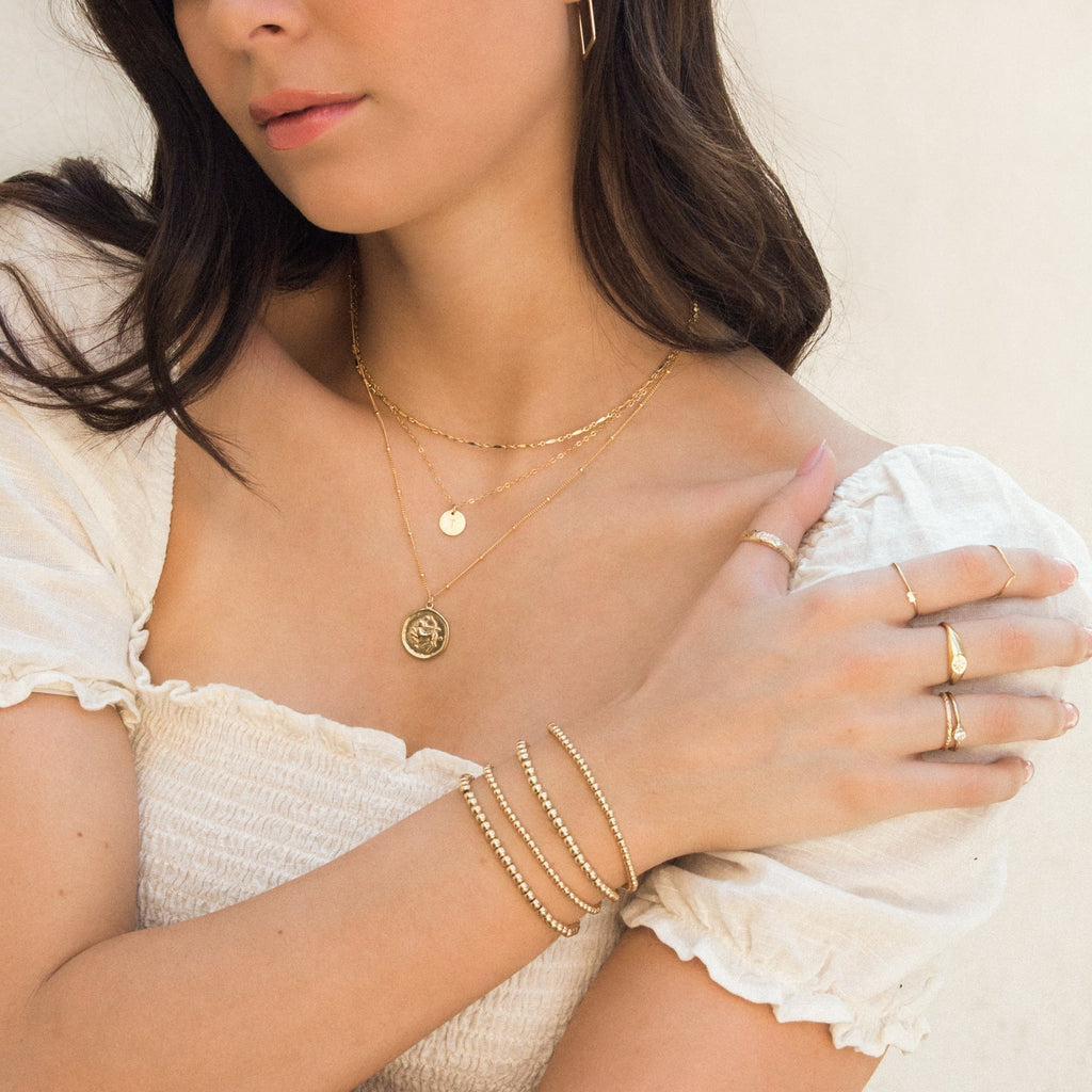 14K Gold Stretch Bead Bracelet