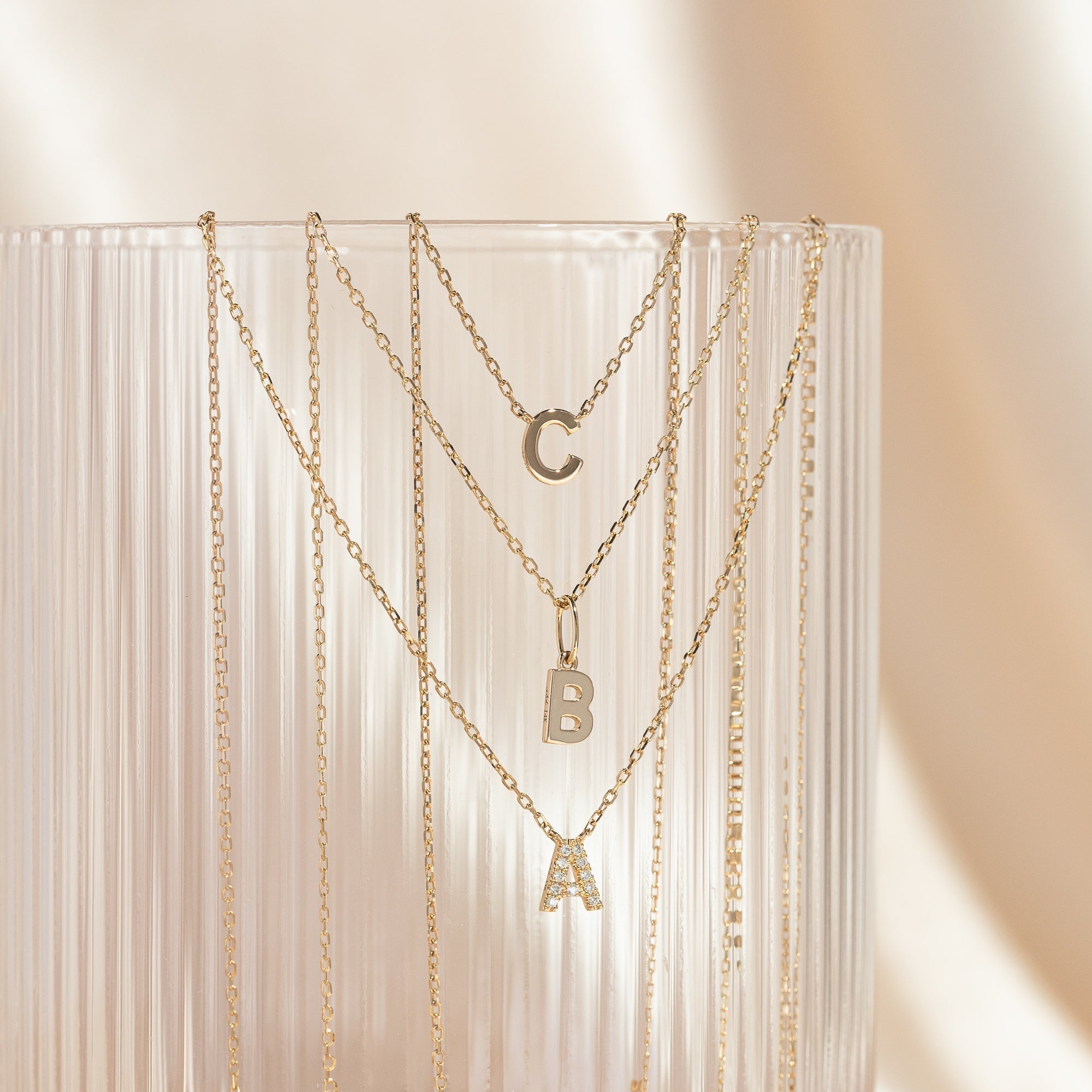 Tiny Initial Necklace - 14k Solid Gold