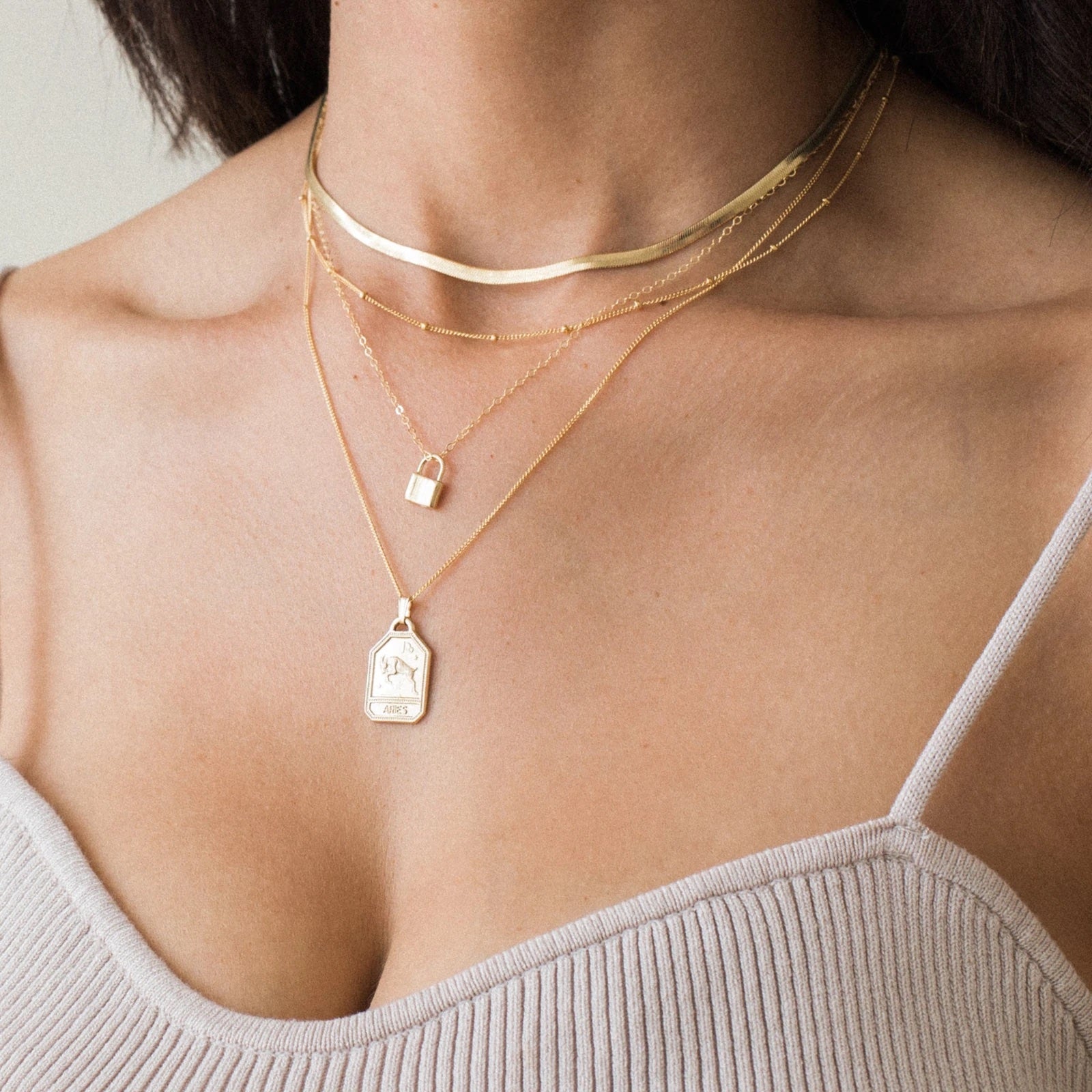14K Gold Tiny Lock Necklace