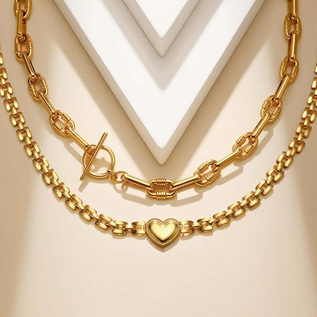 14K Gold RX Chain Heart Necklace